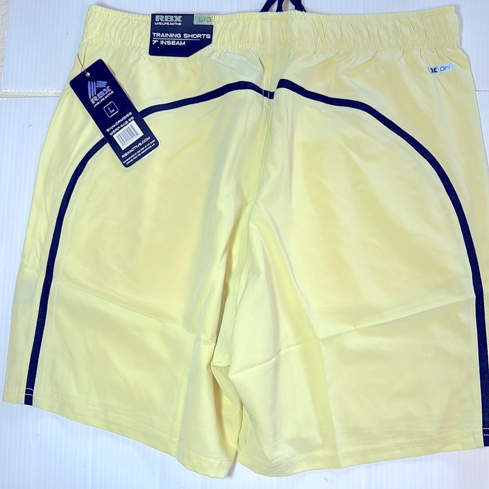 RBX Yellow Moisture Wicking Athletic Shorts LG NWT - Picture 5 of 11